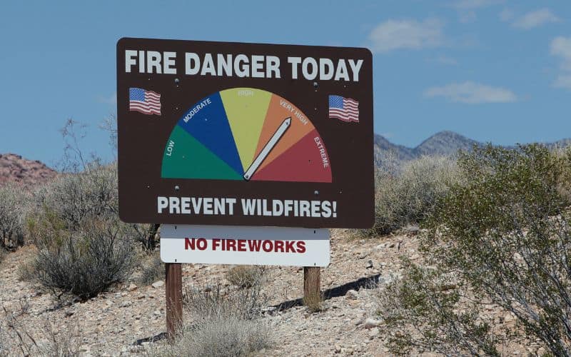 Nevada fire danger rating sign